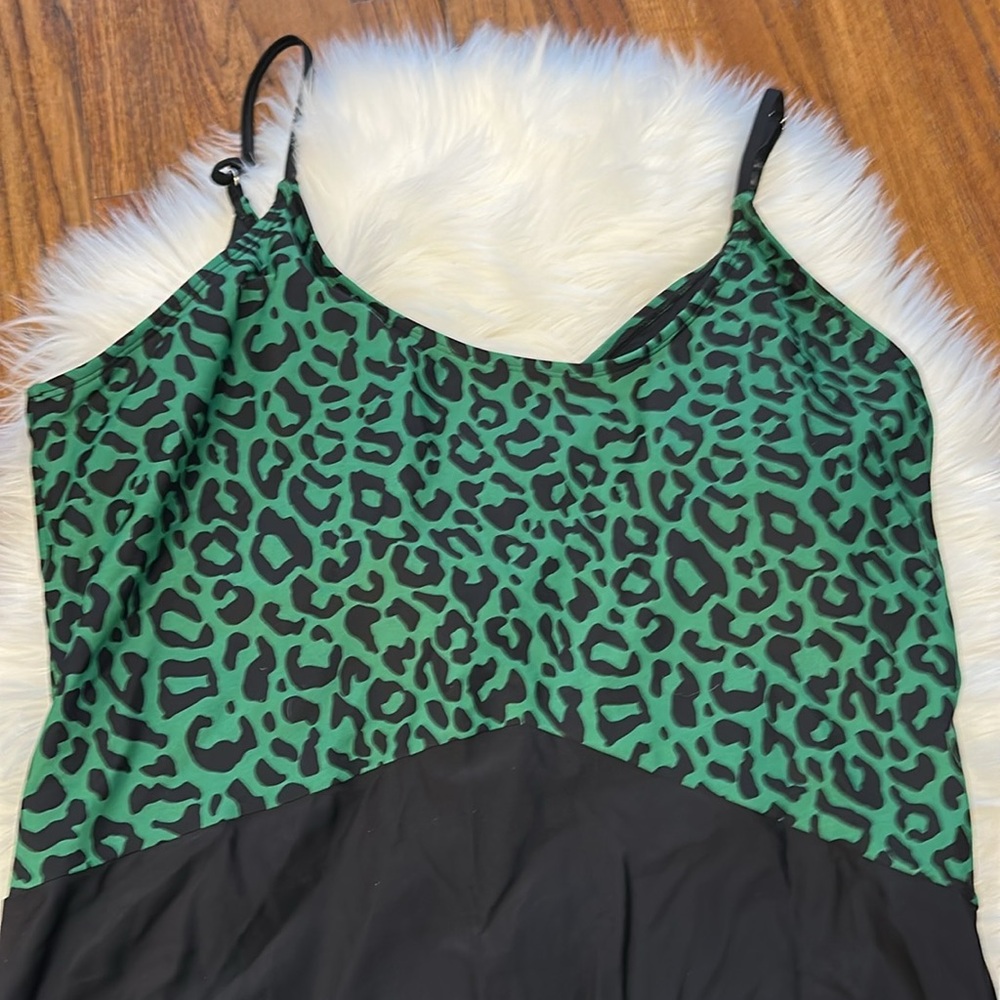Coral Reef Green/Black Leopard Open Back One Piece Swimsuit - Picture 6 of 7